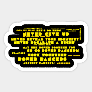 POWER RANGERS WORD CLOUD YELLOW Sticker